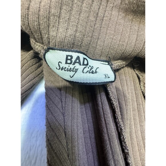 Bad society Club Dark Brown Ribbed Leggings Form Fit Y2K V Line XL Soft Comfy - Picture 8 of 12